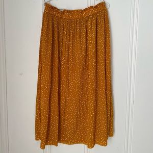 Yellow Polka Dot Midi Skirt